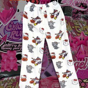 White Hello Kitty Halloween Pajama Pants Sanrio Y2K Women’s Woolen Loung Pants